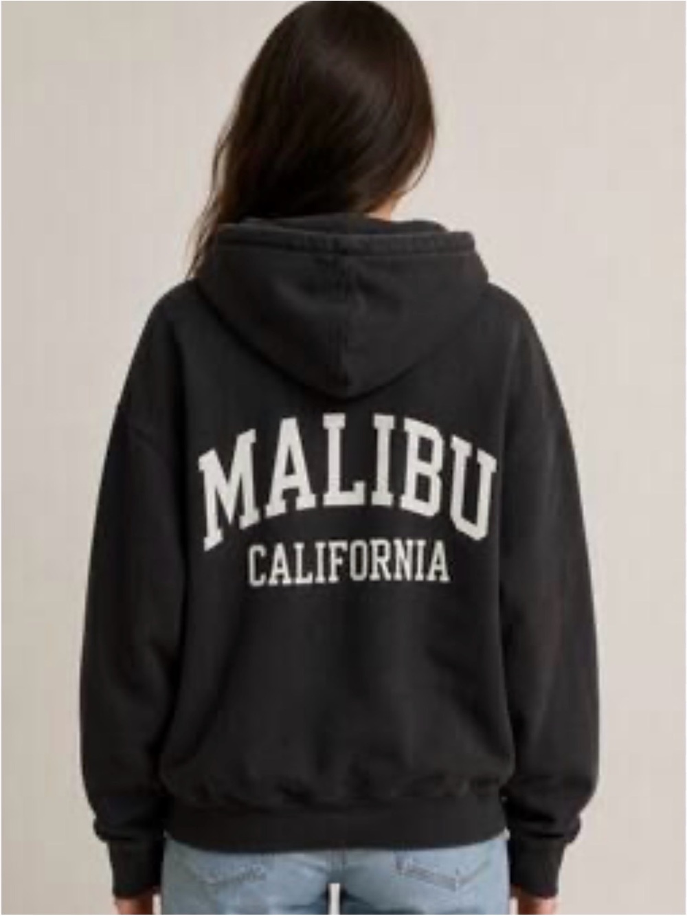 Brandy Melville Malibu California Embroidered Spellout Zip Up Sweat Shirt